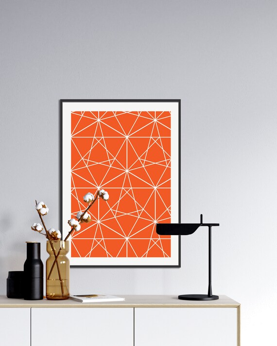 Orange geometric wall art Orange geometric print Orange Etsy