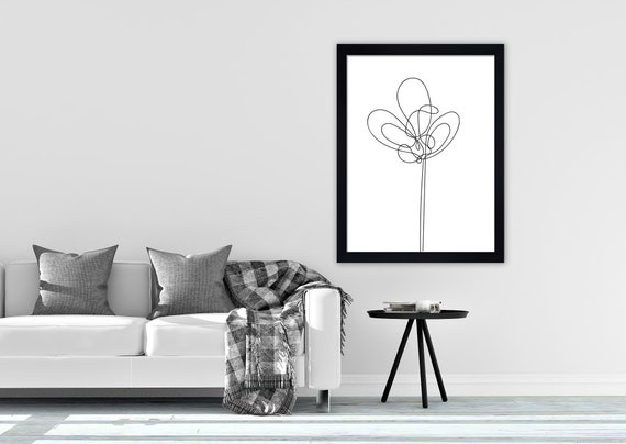 Floral wall art minimalist wall art print monochrome print | Etsy