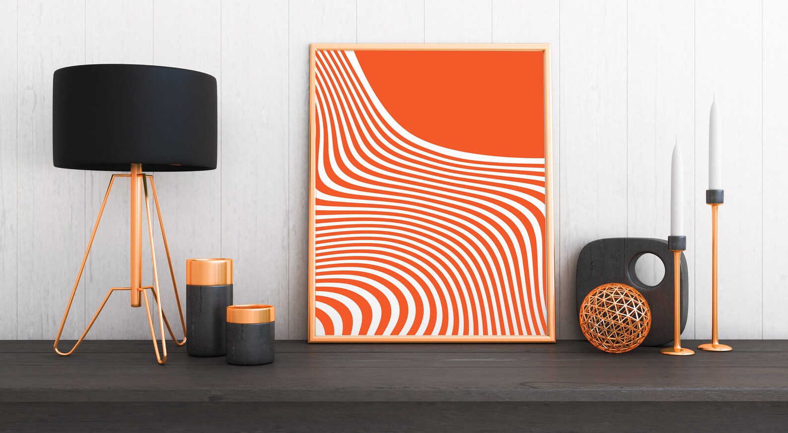 Orange Geometric Wall Art Print Orange Wall Art Orange and Etsy