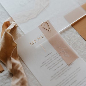 Gold Foiled Vellum Wedding Menu (PLACECARD NOT INCLUDED)