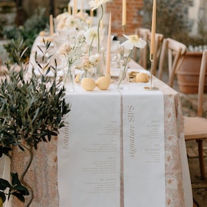 Bar Menu & Signature Cocktails Menus in Linen Fabric for Weddings