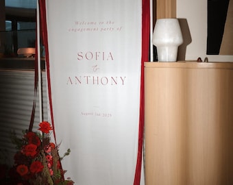 Silk Welcome Sign with Silk Ribbon & Optional Stand