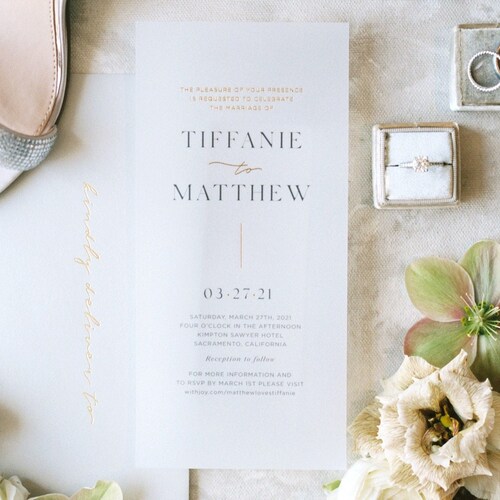 Gold Foiled Translucent Vellum Wedding Invitation With Premium Etsy UK