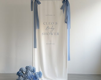 Linen Fabric Bridal Shower / Baby Shower Sign with Silk Ribbon Bows - with or without frame stand