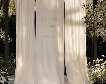 Linen Fabric Wedding Sign Backdrop - 1 or 3 Panel options
