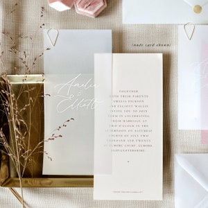 Vellum Overlay Wedding Invitation with Choice of Envelope & Gold Sticker