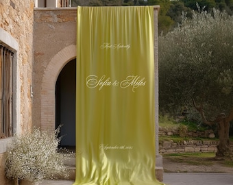 Chartreuse Silk Script Silk Welcome Sign Yellow