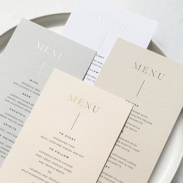 Gold Foiled Card Wedding Menus