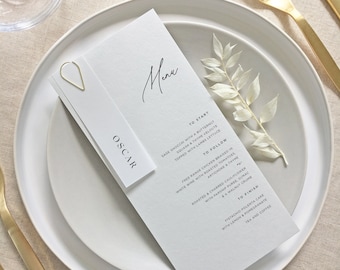 Script Card Wedding Menus in a Choice of Colour (Place Card Not Included)