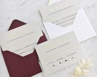 Oyster Gold Foiled R.S.V.P Cards with Premium Envelopes