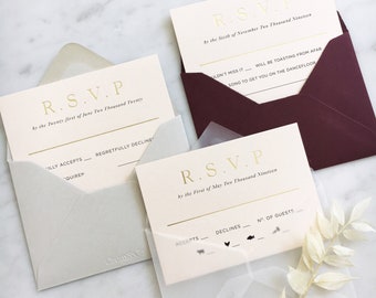 Nude Gold Foiled R.S.V.P Cards with Premium Paper Envelopes