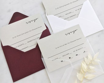 Oyster Minimal Script R.S.V.P Cards with Premium Paper Envelopes