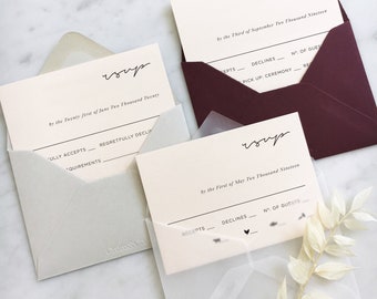 Nude Minimal Script R.S.V.P Cards with Premium Paper Envelopes
