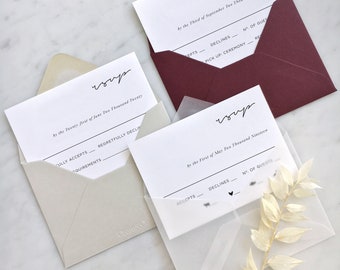 White Minimal Script R.S.V.P Cards with Premium Paper Envelopes