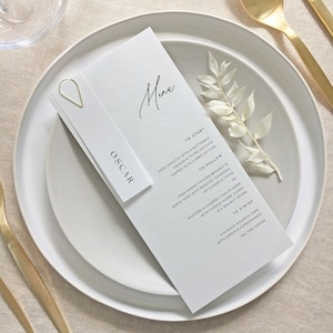 Script Card Wedding Menus in a Choice of Colour (Place Card Not Included)