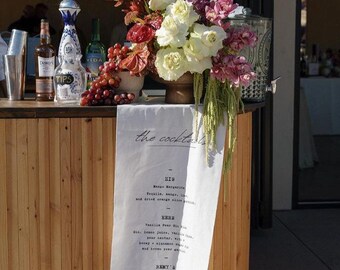 Bar Sign Drinks & Signature Cocktails Menus in Linen Fabric