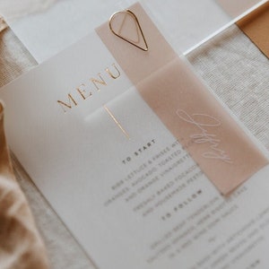 Gold Foiled Vellum Menu (Placecard not included)