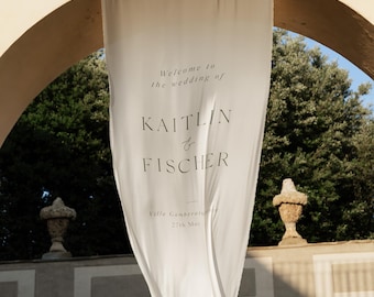 Serif Silk Fabric Wedding Welcome Sign