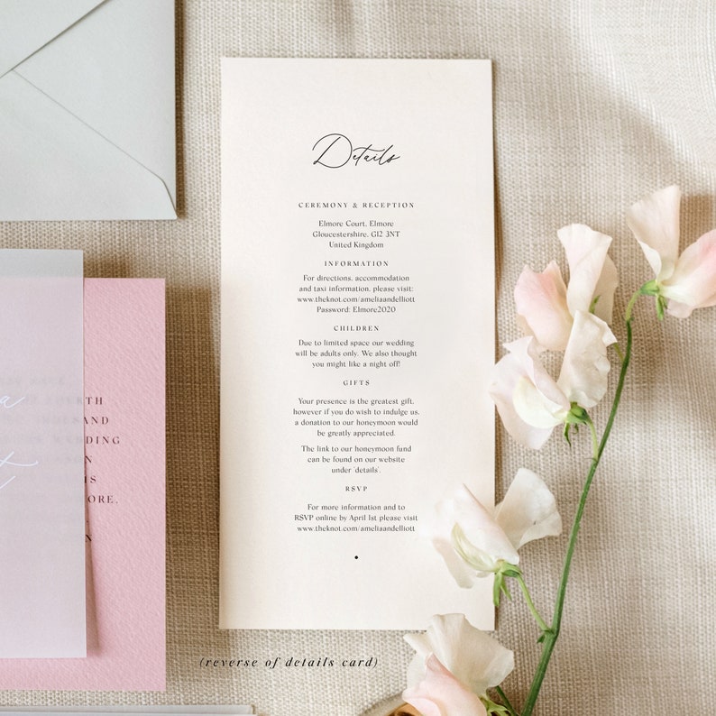 Vellum Overlay Wedding Invitation with Choice of Envelope & | Etsy