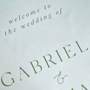 Linen Fabric Wedding Welcome Sign with Silk Ribbon Bows with or without frame stand image 3