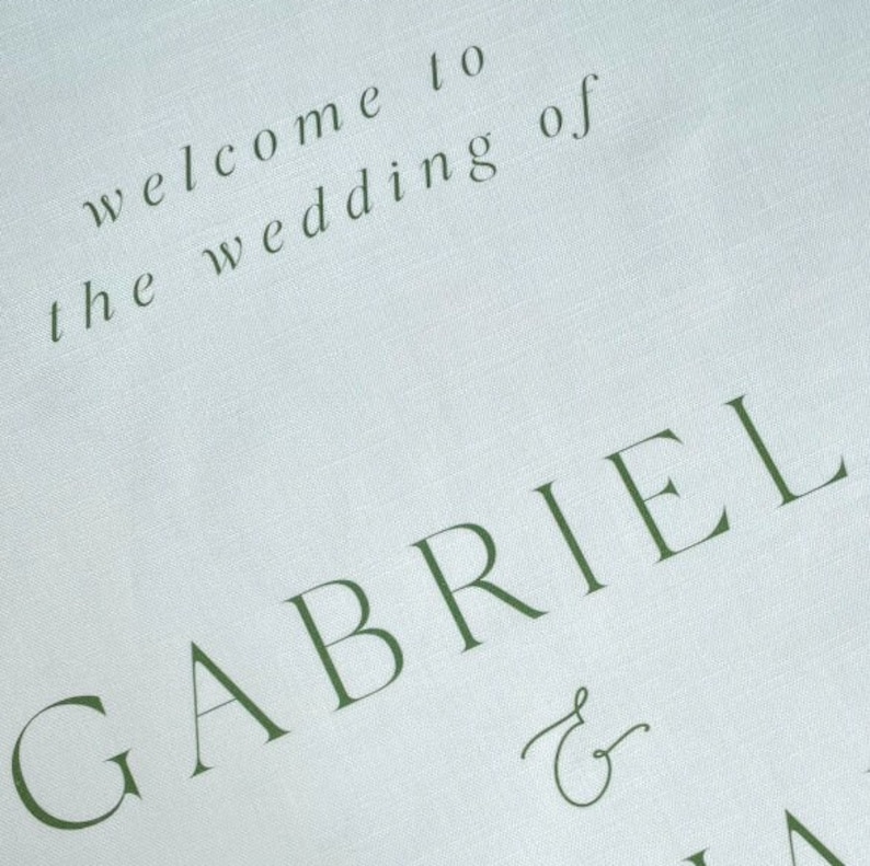 Linen Fabric Wedding Welcome Sign with Silk Ribbon Bows with or without frame stand image 3