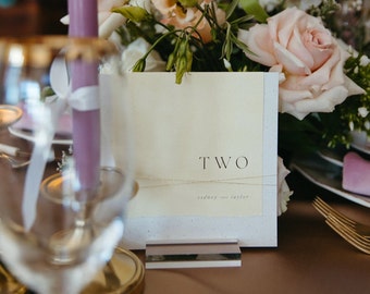 Linen-Effect Personalised Wedding Table Numbers (Sign Holders not Included)