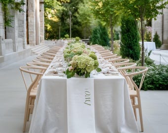Linen Fabric Table Number Sign for Weddings