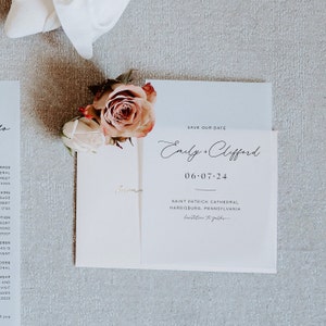 Minimal Script Vellum Save The Dates with Choice of Envelope & Gold Sticker image 3