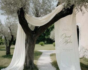 Silk Draping Wedding Welcome Sign.