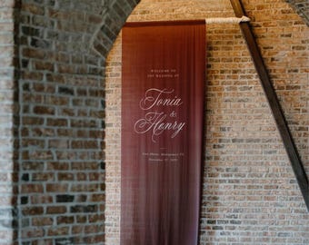 Burgundy Silk Welcome Sign / Plum / Merlot / Bordeaux / Wine.