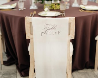 Silk Fabric Table Number Signs for Weddings