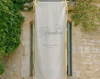 Silk Script Welcome Sign with Silk Ribbon - Extra Wide