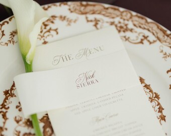 Wrap Script Ivory Placecards & Menus