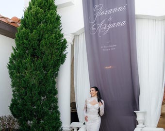 Chocolate Brown Silk Wedding Welcome Sign