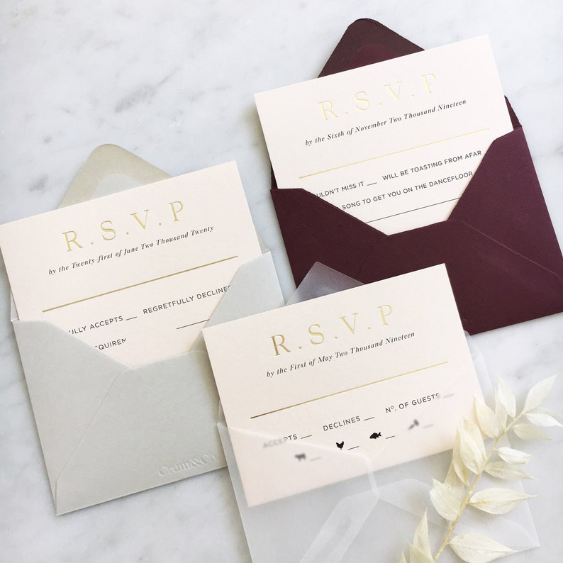 Nude Gold Foiled R.S.V.P Cards with Premium Paper Envelopes image 1