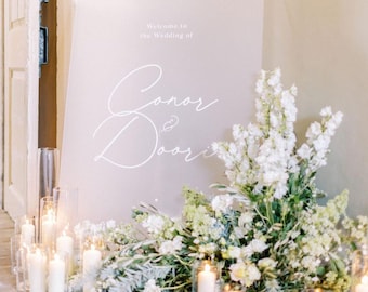 Frosted Acrylic + White Ink Wedding Welcome Sign