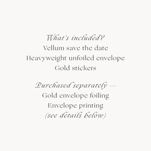 Minimal Script Vellum Save The Dates with Choice of Envelope & Gold Sticker image 7