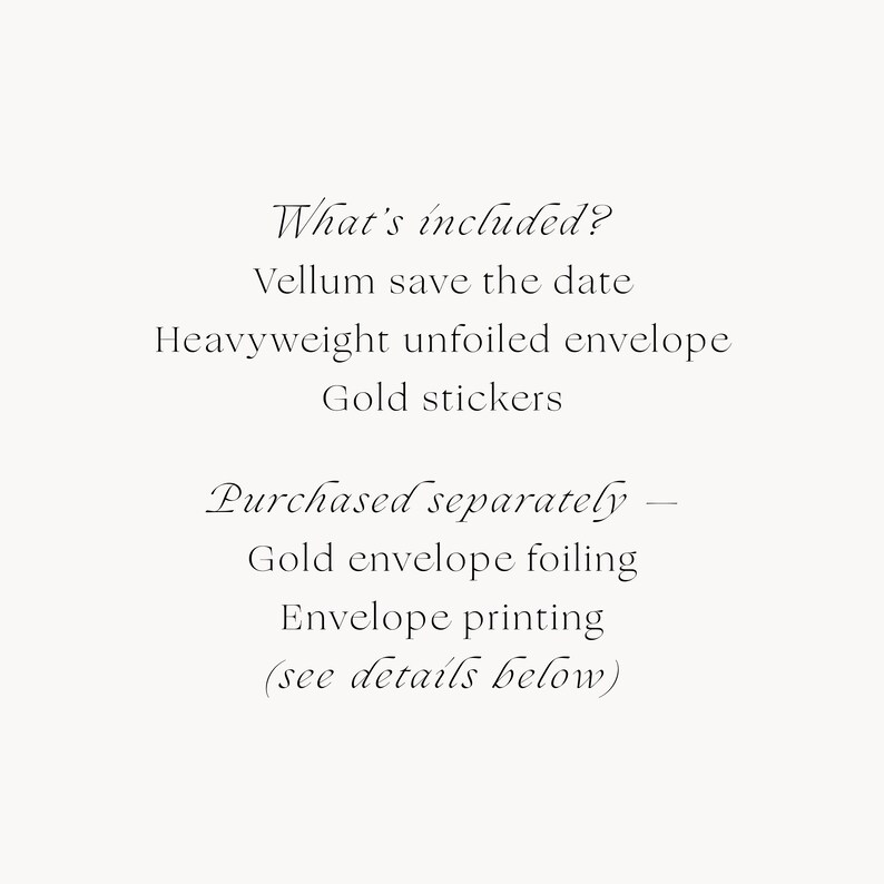 Minimal Script Vellum Save The Dates with Choice of Envelope & Gold Sticker image 7