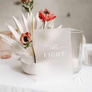 Frosted Acrylic Table Number with White Ink