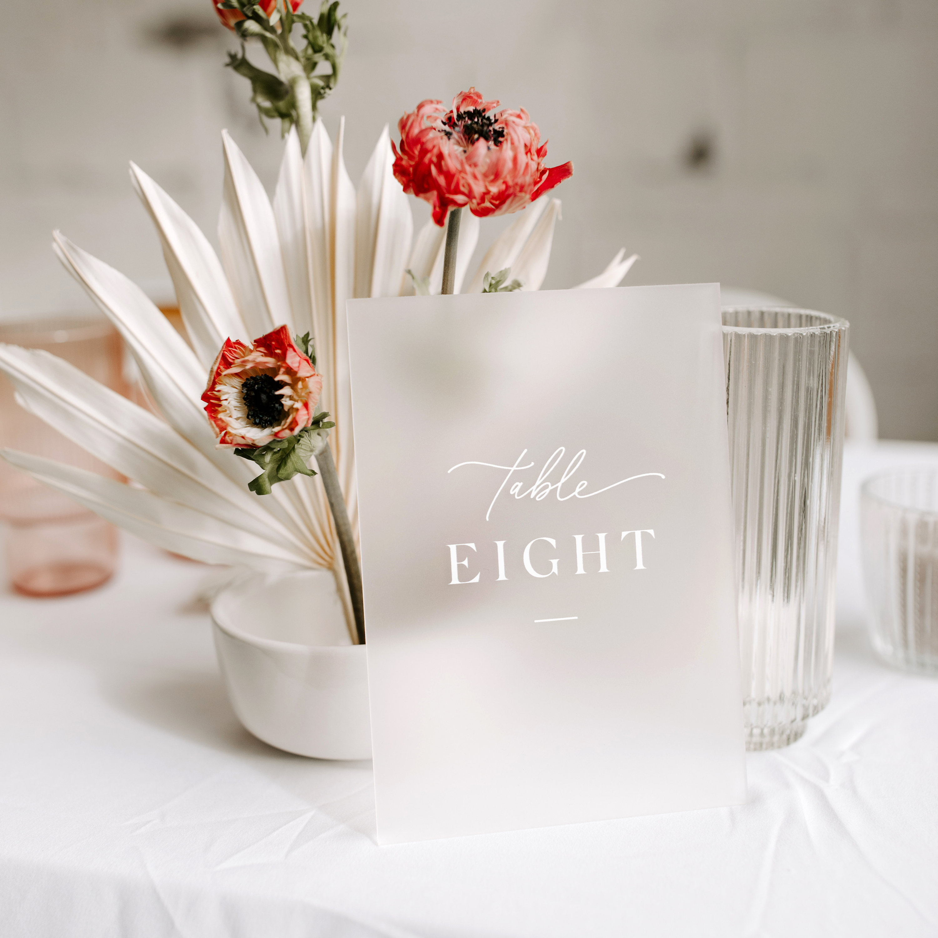 Frosted Acrylic Table Number With White Ink
