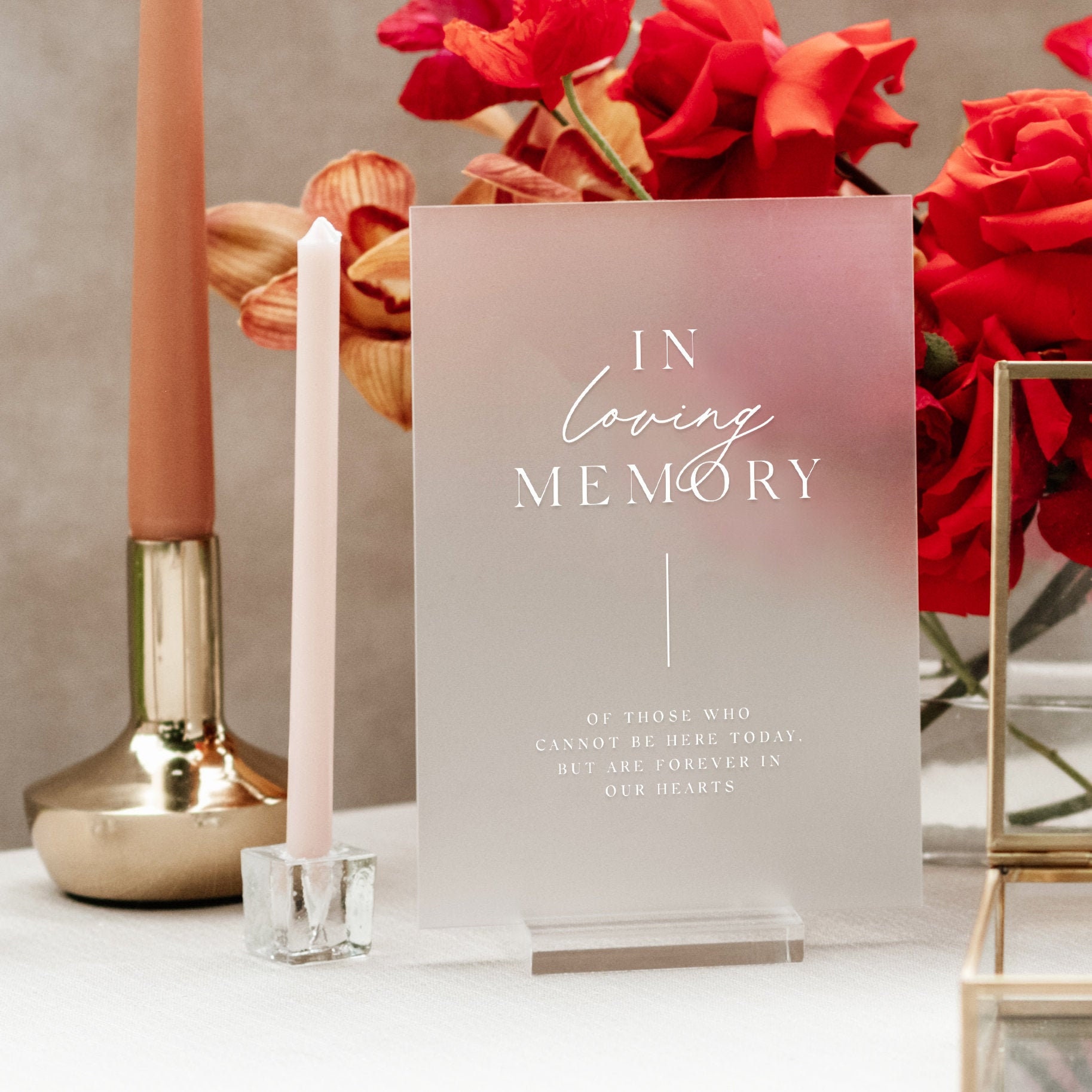 Frosted Acrylic in Loving Memory Sign With Block Stand