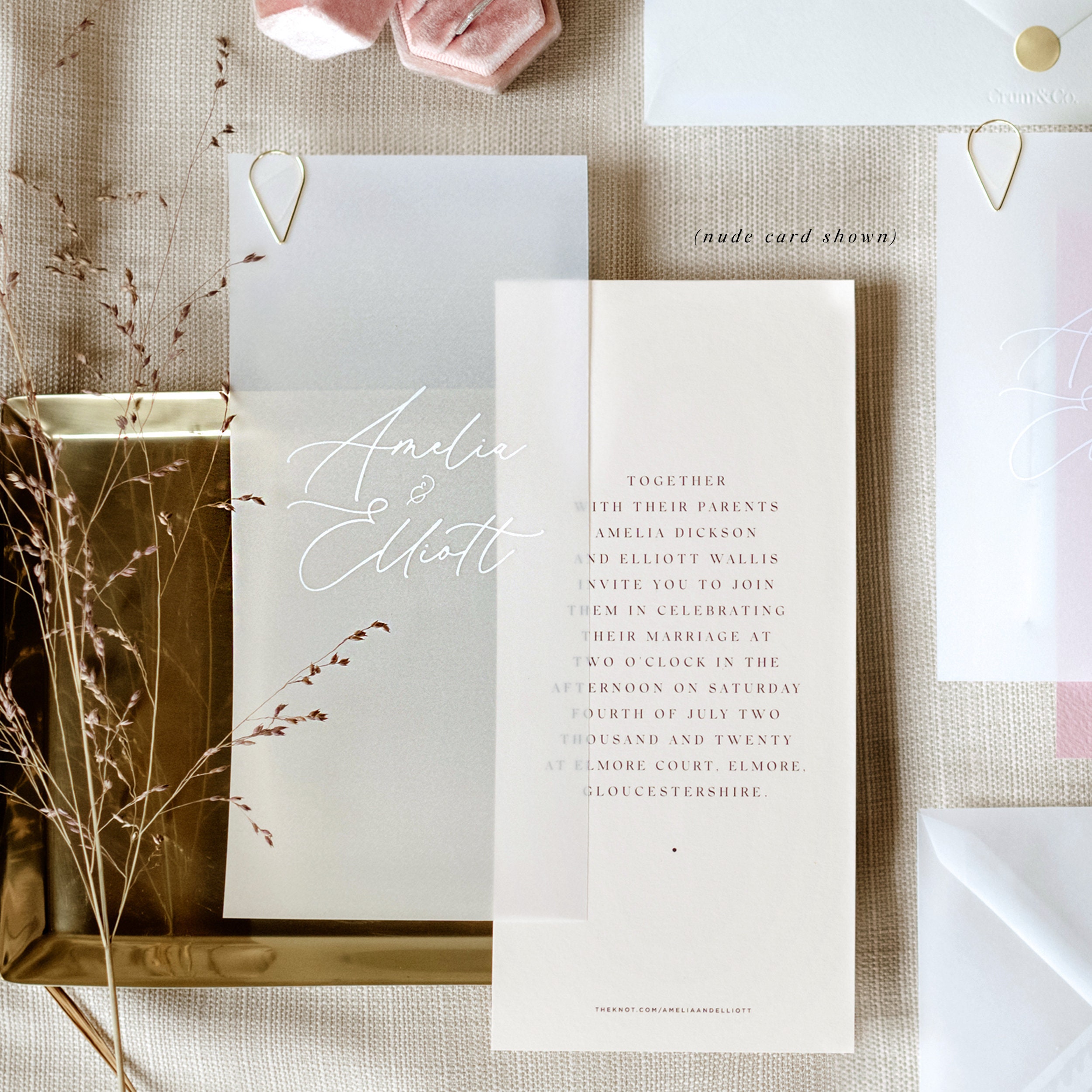 Save the Date, Save the Date Cards with Envelopes, Gold Foiled Save the  Dates for Weddings, Vellum Save the Dates Cards for weddings, Rose