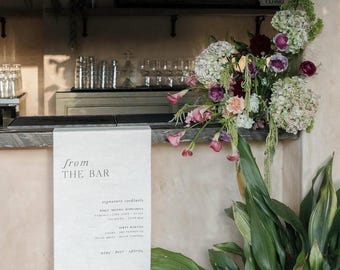 Bar Drinks Menu in Linen Fabric