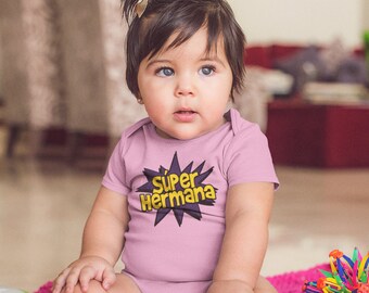 Super Hermana - Spanish Sister - Twin Baby Girl - Super Hero Sis -Funny One Piece Infant Bodysuit