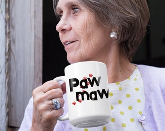 Dog Lover Grand Paw Maw Coffee Mug - Pet Grandmother Tea Mug - Granddog Puppy Cup - Pet Sitter Animal Shelter Volunteer Gift, Grand dog