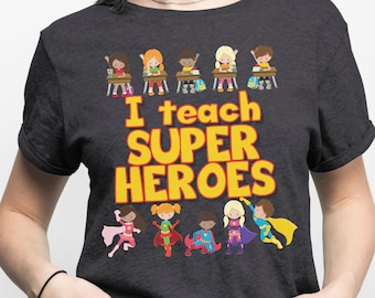 I Teach Super Heroes Comic Book Style Teacher Appreciation Gift Unisex T-Shirt - Teaching Tshirt - Growth Mindset