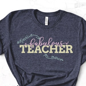 Funny English Teacher Short-Sleeve Unisex T-Shirt - Fabulous Teacher Appreciation Gift - Adjective and Noun English Grammar