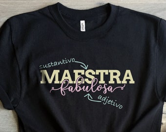Maestra Fabulosa Cute and Funny Spanish Teacher Short-Sleeve Unisex T-Shirt - Sustantivo y adjetivo - Regalo para maestra