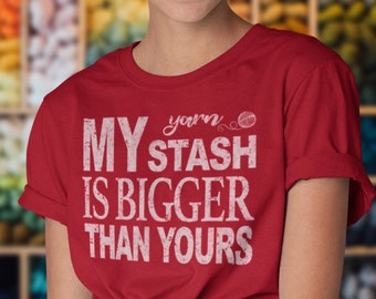 Garnälskare-tröja, mitt garnförråd är större än ditt, sticktröja, virkad tröja, garnspinntröja, present till hantverkare, unisex-t-shirt
