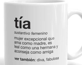 Auntie Gift Mug - Spanish Tia Definition Aunt Gift - Regalo para Titi - Pregnancy Announcement Mug - Birth Announcement - Tia Gift
